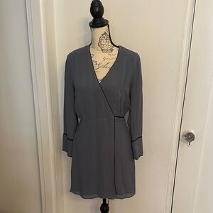 Reformation Blue Piped Wrap Dress